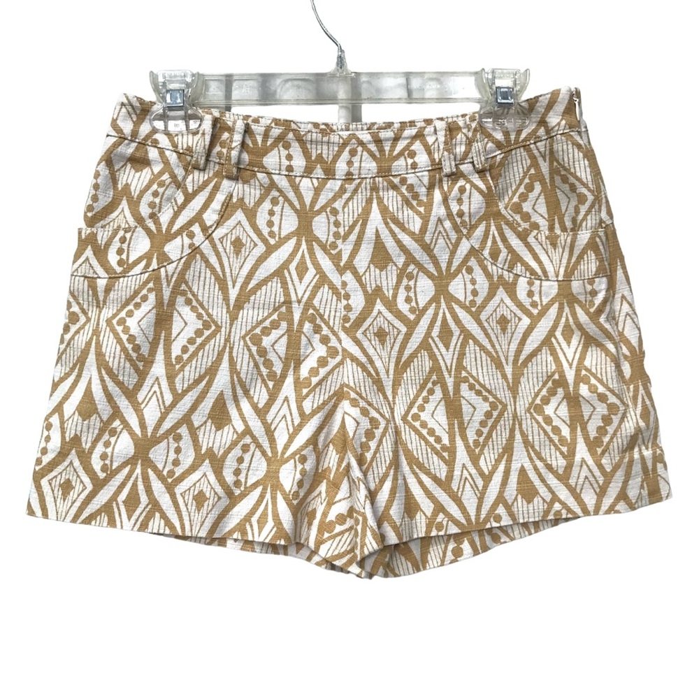 Elevenses Gold Mustard White Print Shorts size 2 XS